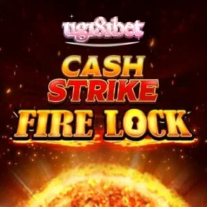 Tampilan antarmuka permainan slot Cash Strike Fire Lock dengan grid 3x3 dan fitur bola api.